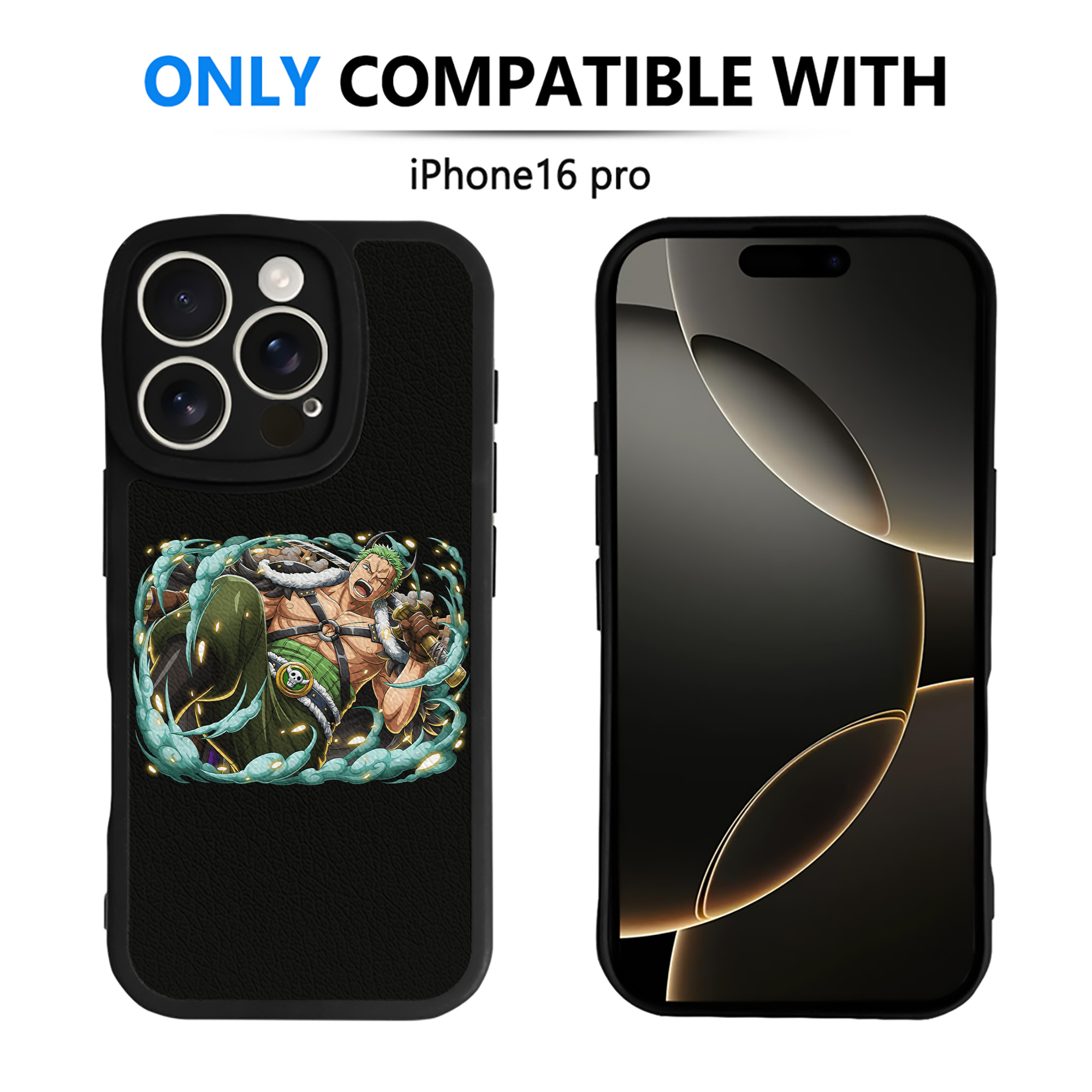 （画像用） ワンピース ロロノア・ゾロ ONE PIECE Roronoa Zoro 【iPhone 16シリーズ対応】シリコンスマホケース（レザー調） 材質：シリコン
